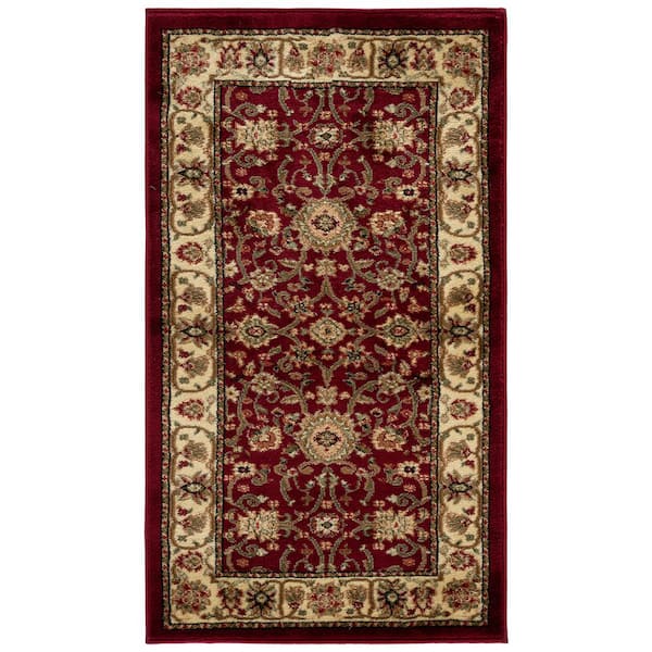 Lyndhurst 2 ft. x 4 ft. Red/Ivory Floral Accent Rug
