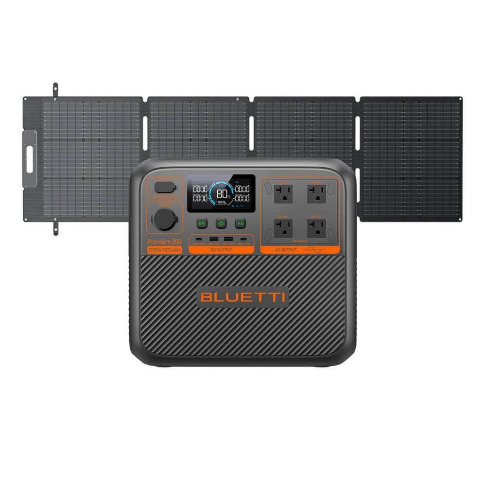 BLUETTI 2700W Continuous/3900W Peak Output Power Station Premium 200 V2 LiFePO4 Battery Solar Generator with 350W Solar Panel