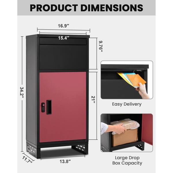 Large Package Delivery Box – 16.2x15.8x44 Inches, Galvanized Steel, Coded Lock