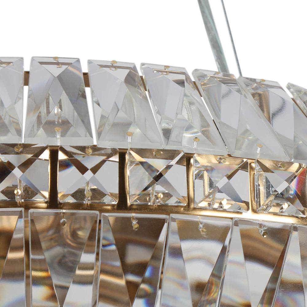 Gold Brass Crystal 10-Light Drum Chandelier