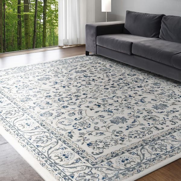 Madison Floral Cream 9 ft. x 13 ft. Indoor Area Rug