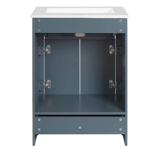 Ziyudura 24 in. Single Sink Freestanding Blue Bath Vanity with