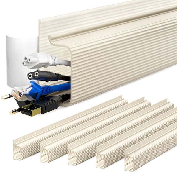 Yichuhaoxi 6 in. x 15.7 in. Desk Cable Management Cable Organizer Beige 1-Pack for Home and Office, Child and Pet Proof