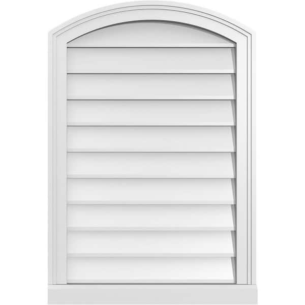 Ekena Millwork 22 in. x 32 in. Arch Top Surface Mount PVC Gable Vent: Functional with Brickmould Sill Frame