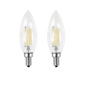 40-Watt Equivalent B10 E12 Candelabra Dimmable Filament CEC Clear Glass Chandelier LED Light Bulb, Soft White (2-Pack)