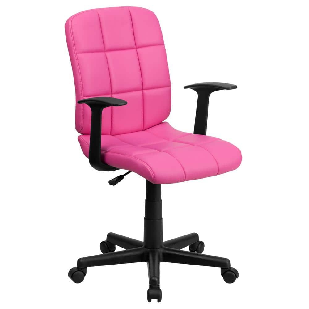 Vinsetto 24.5 x 23.5 x 38.5 Pink Polyester Swivel Rocker Task Chair with Arms