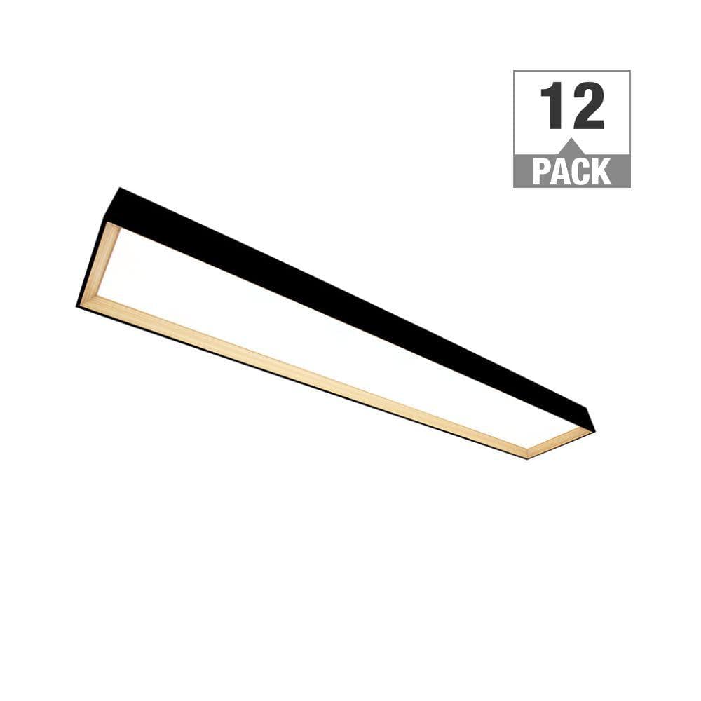 4 ft. x 8 in. Matte Black with White Oak Interior LED Flush Mount 3000 Lumens Adjustable CCT Kitchen Lighting (12-Pack) price history on PriceWatchPro
