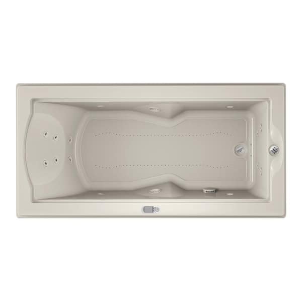 JACUZZI FUZION SALON SPA 70.7 in. x 35.4 in. Rectangular Combination Bathtub with Right Drain in Oyster