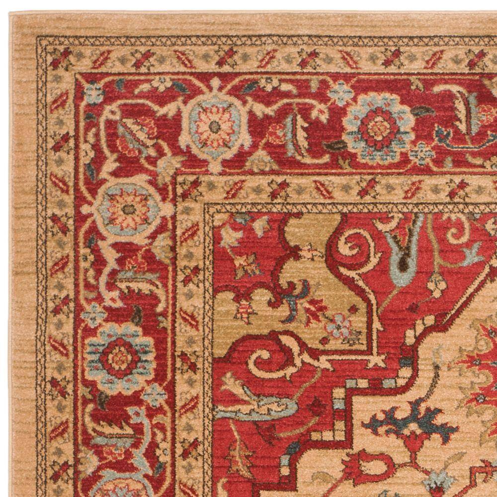 Elegant Mahal 79'' Red & Natural Synthetic Area Rug