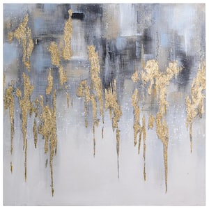 "Golden Lighting-1" by Martin Edwards Textured Metallic Abstract Hand Painted Wall Art 36 in. x 36 in.