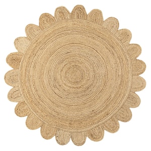 Petal Boho Jute Scalloped Circle Natural 4 ft. Round Area Rug