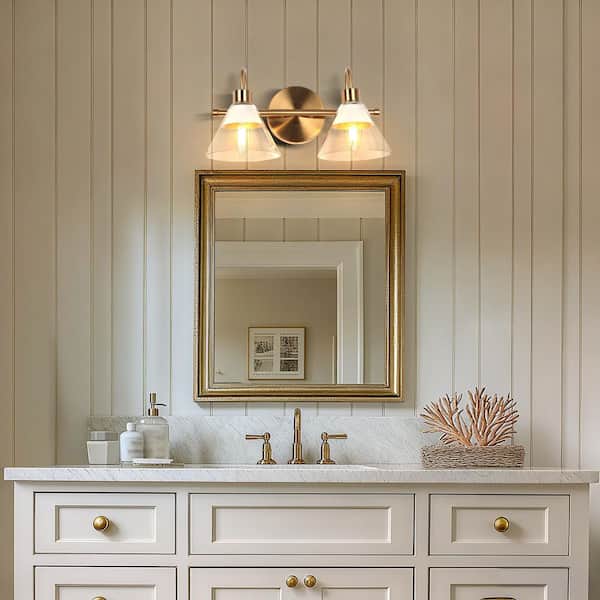 13.5 in. 2-Light White and Gold Vanity Light