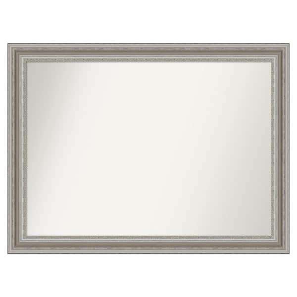 Amanti Art Parlor Silver 47.5 in. x 35.5 in. Cusom Non-Beveled Framed Bathroom Vanity Wall Mirror