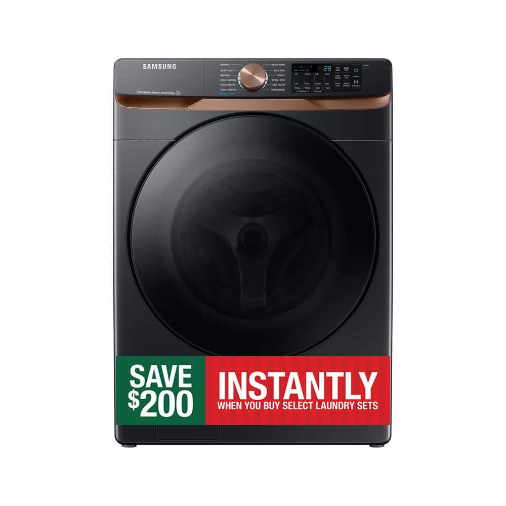 Samsung 5 cu. ft. Extra Large Capacity Smart Front Load Washer in Brushed Black with Super Speed Wash and Steam