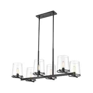 Callista 6-Light Matte Black Chandelier with Glass Shade