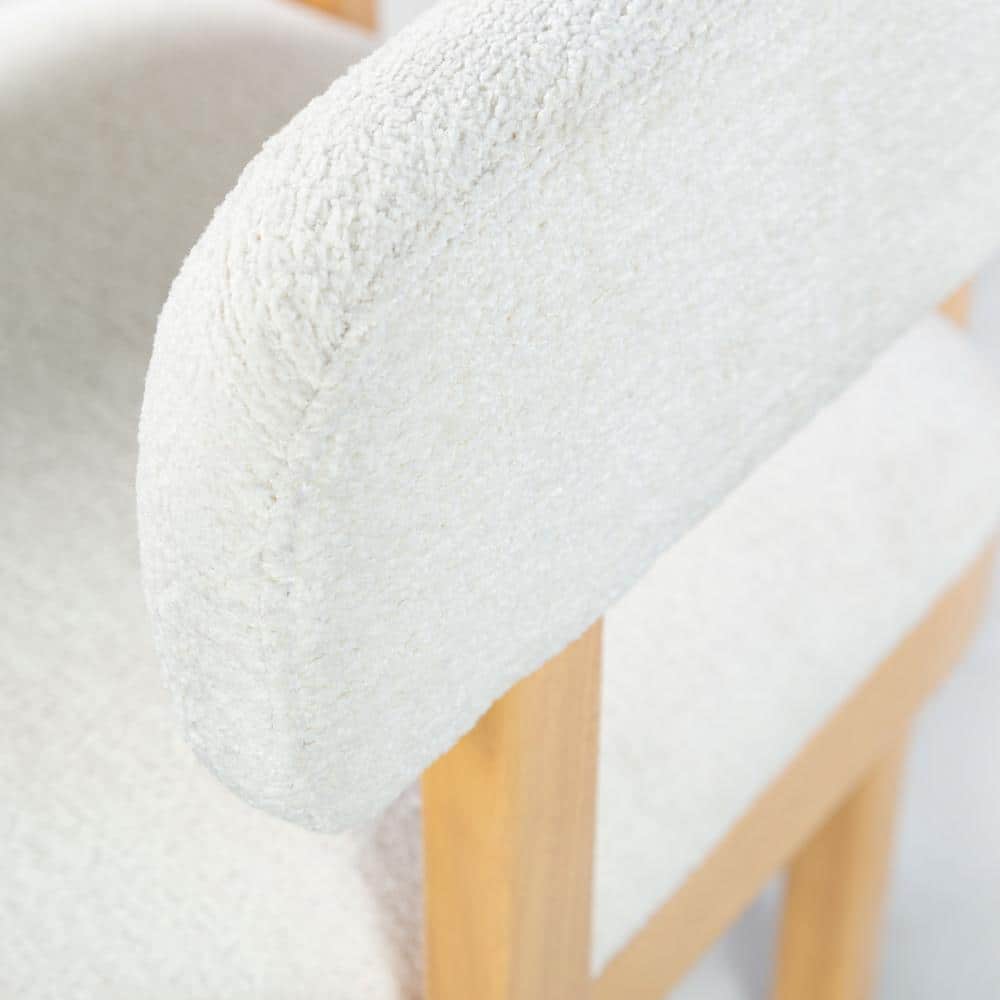 Beige Boucle Upholstered Armchair with Beechwood Frame