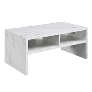 Northfield Admiral 40 in. L x 18 in. H White Faux Marble Rectangular Wood Coffee Table with Shelves