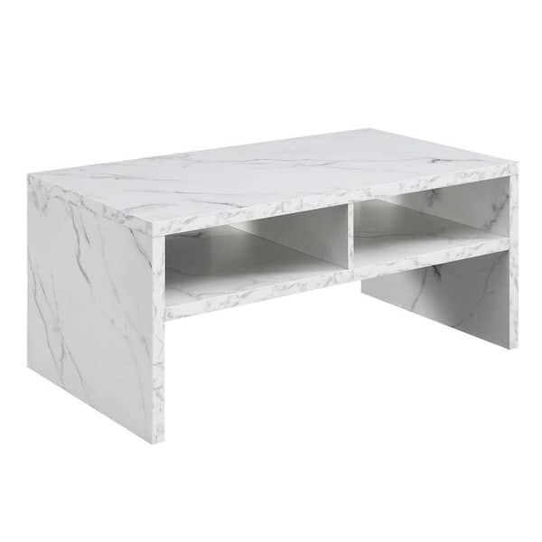 Convenience Concepts Northfield Admiral 40 in. L x 18 in. H White Faux Marble Rectangular Wood Coffee Table with Shelves