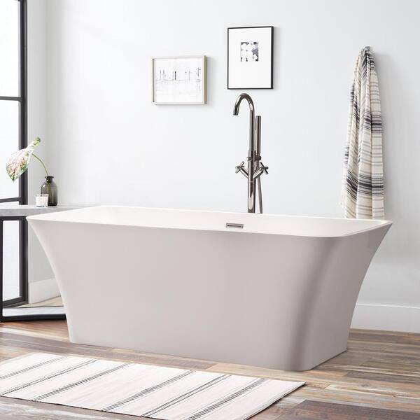 Vanity Art Nantes 67 in. Acrylic Flatbottom Freestanding Bathtub in White, White/Polished Chrome VA6820