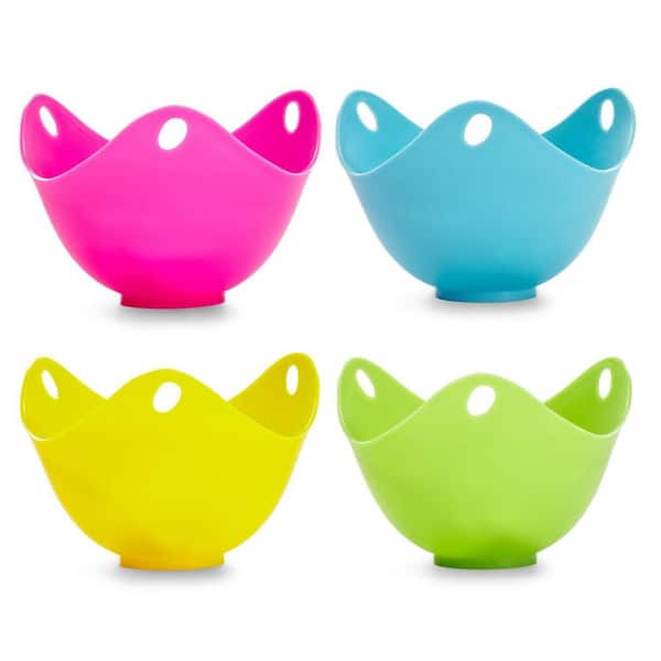 4-Piece Silicone Egg Poaching Cups Assorted Colors BPA-Free Nonstick Microwave Stovetop Cooking Kitchen Tool