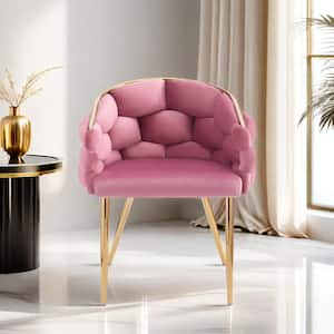 Glam Pink Velvet Upholstery Accent Arm Chairs