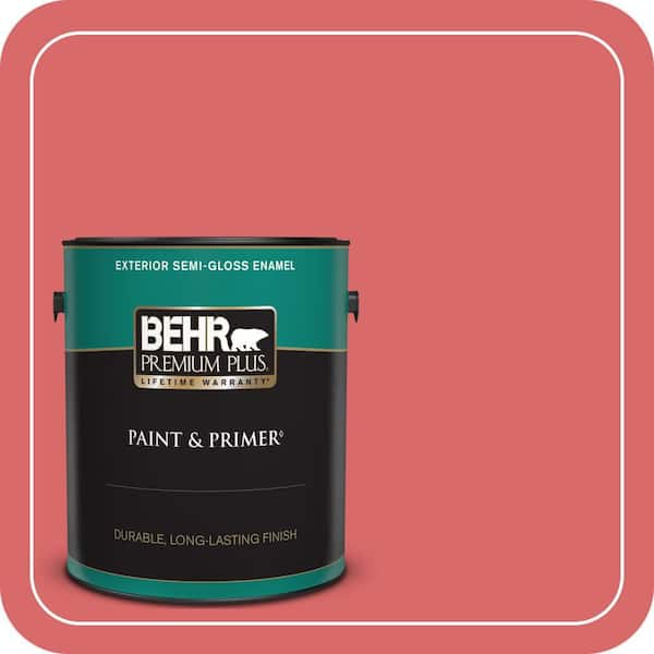 BEHR PREMIUM PLUS 1 gal. #160B-6 Coral Expression Semi-Gloss Enamel Exterior Paint & Primer