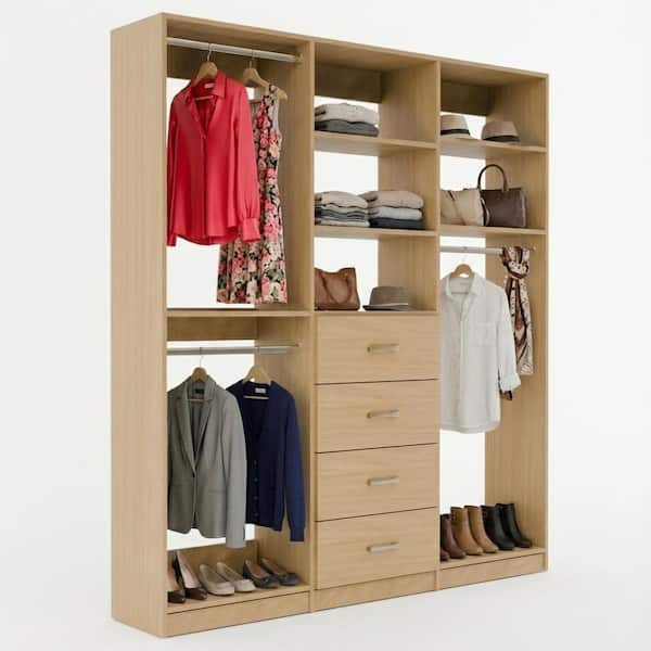 MODULAR CLOSETS Alto Collection 85.5 in. W Oak Wall Mounted Double