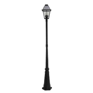 1-Head 3-Light Black Aluminum Motion Sensing Solar Outdoor Weather Resistant Post Light Set with LED Bulbs Included