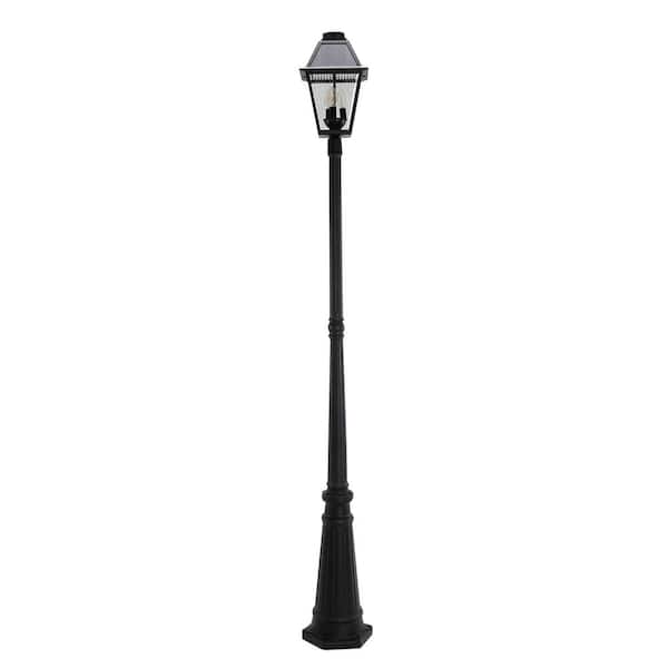 LUTEC 1-Head 3-Light Black Aluminum Motion Sensing Solar Outdoor Weather Resistant Post Light Set with LED Bulbs Included