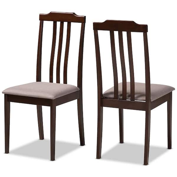 Baxton Studio Clarissa Warm Grey and Dark Brown Dining Side Chair (Set of 2)