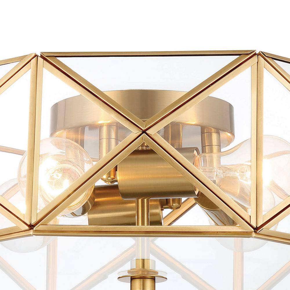 Brass Dust Geometric LED Vanity Flush Mount Light 16.93"