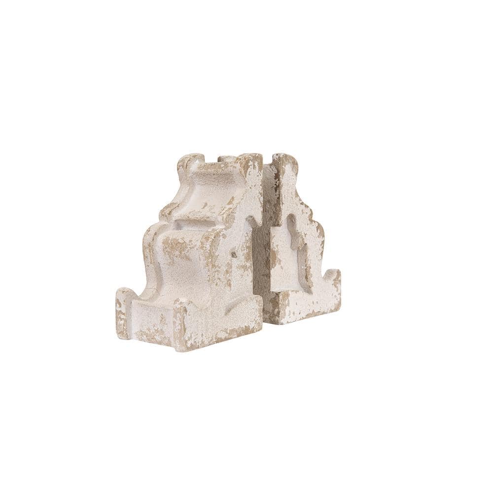 Vintage White Distressed Corbel Bookends - Set of 2