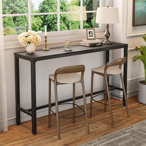 Pellebant 63 in Black Patio Outdoor Bar Table Rectangle Pub Table