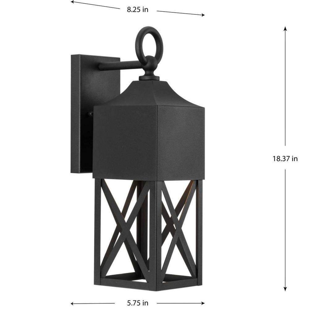 Textured Black and Antique Bronze Outdoor Wall Lantern with Geometric Cage