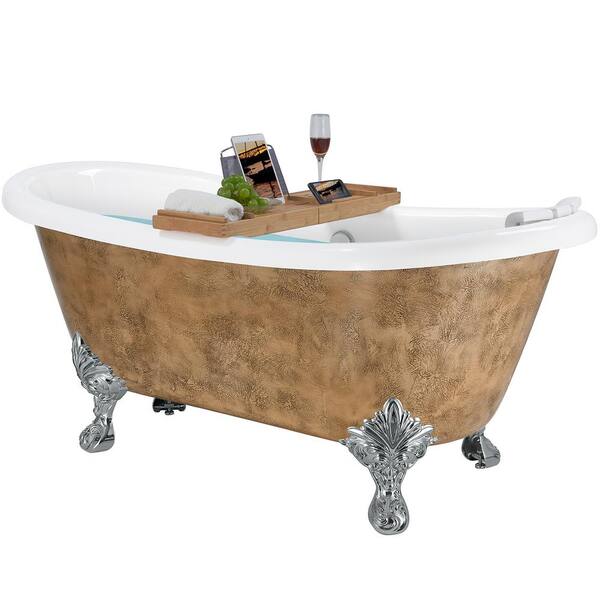 AKDY 69 in. Clawfoot Bathtub Fiberglass Bathtub - Stand Alone Tub - Luxurious SPA Soaking in Multi-Color