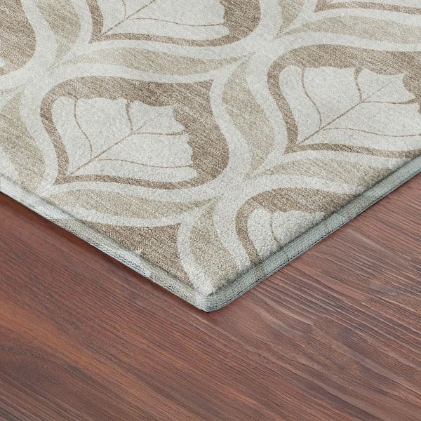 Mayfield Premium Machine Washable Abstract AMF2379 Beige 9 ft. x 12 ft. Area Rug