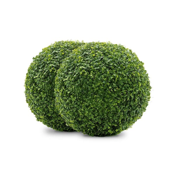 NATURAE DECOR Boxwood 13 in. Artificial Foliage Ball Hedges 2 Pieces