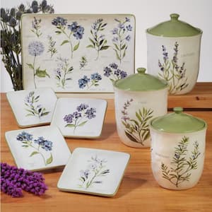 Fresh Herbs 3-Piece Earthenware Canister Set