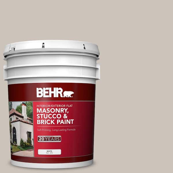 BEHR 5 gal. #N200-2 Doeskin Gray Flat Interior/Exterior Masonry, Stucco and Brick Paint