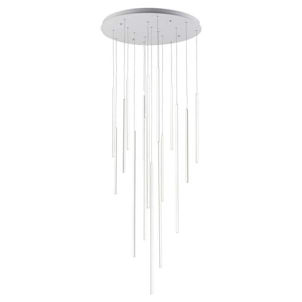 Chute 16 Head 1 Light 195-Watt White Integrated LED Pendant Light