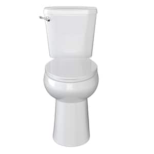 12 in. Rough In 2-Piece 1.28 GPF Single Flush Elongated Toilet in White 19 in. Toilet Seat Included with Chrome Handle