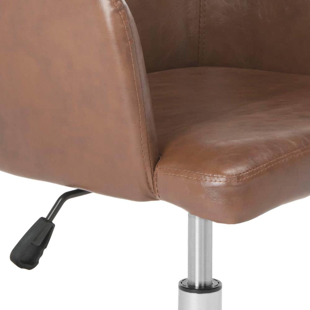 Cadence Brown Leather Swivel Office Chair with Chrome Base