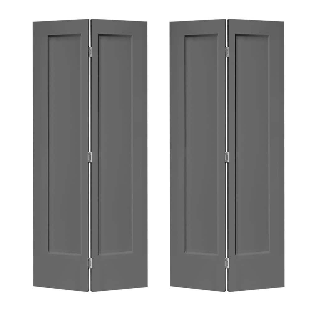 48" x 80" Light Gray Painted MDF Composite Bi-Fold Door
