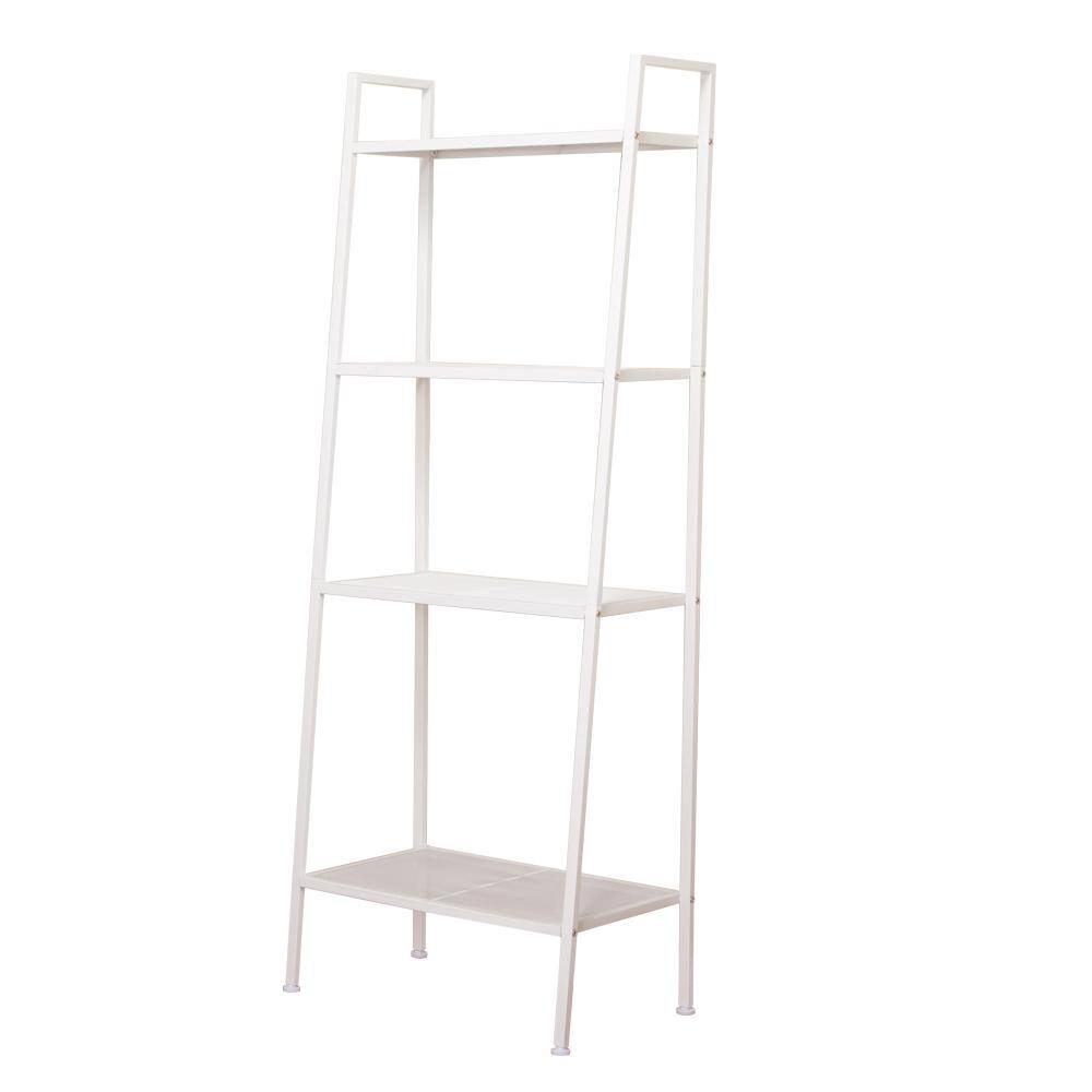 60 in. White Wood 4shelf Ladder Bookcase with Open Back 13028942 The