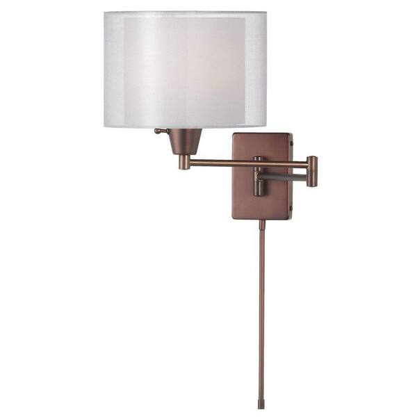 Filament Design Catherine 1 Light CFL Oil Brushed Bronze Wall Lamp with White Linen Shades