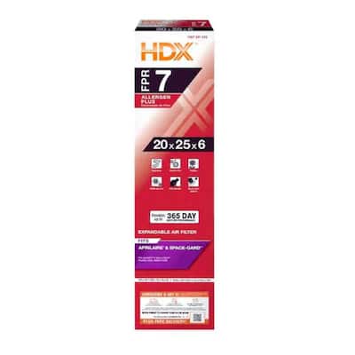 HDX 20 in. x 25 in. x 6 in. AprilAire and Space-Gard Replacement Pleated Air Filter (Without Frame) FPR 7, MERV 11