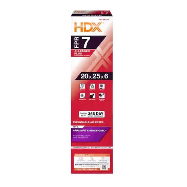 HDX 20 in. x 25 in. x 6 in. AprilAire and Space-Gard Replacement Pleated Air Filter (Without Frame) FPR 7, MERV 11