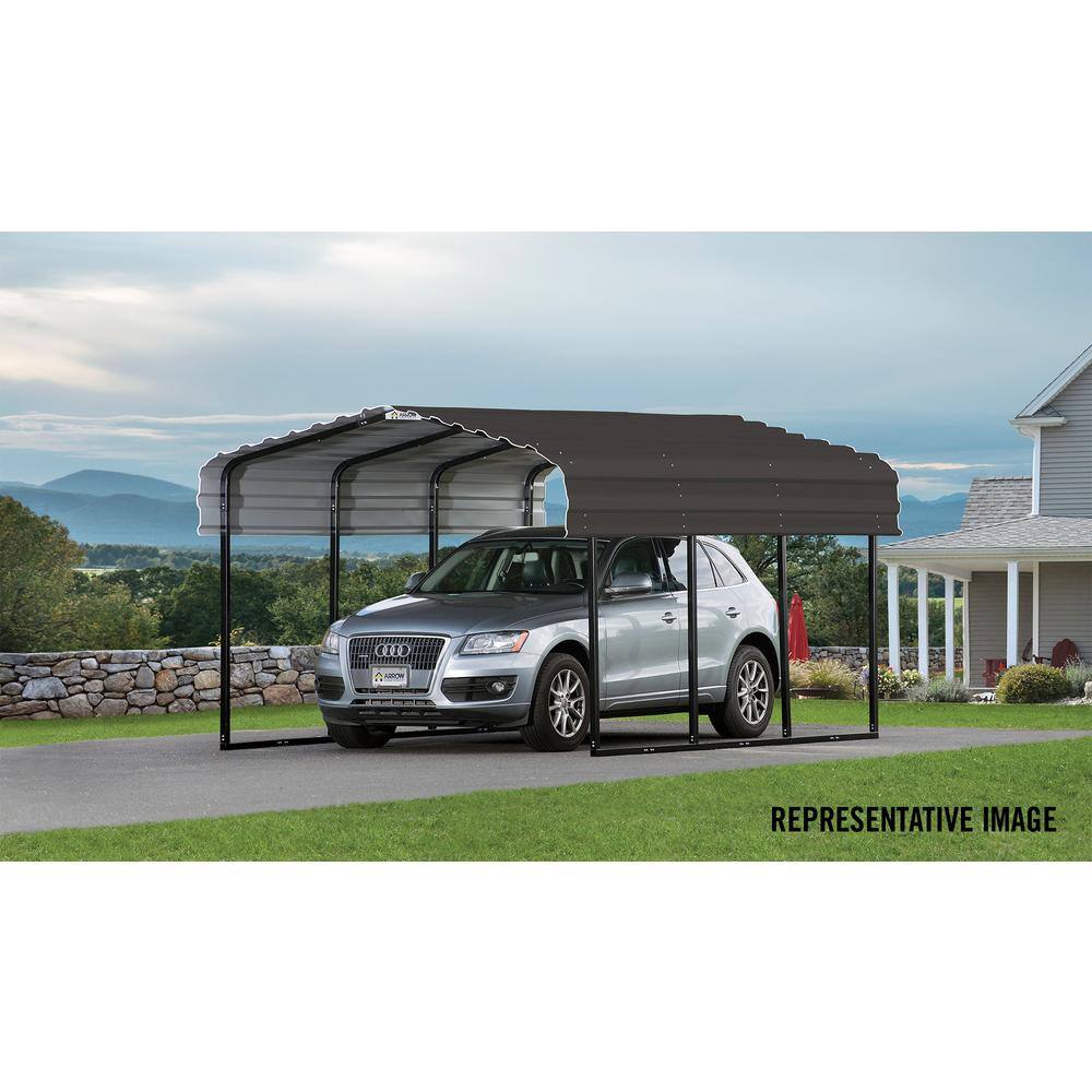 10' x 20' Charcoal Galvanized Steel Carport with Black Frame