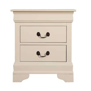 Louis Philippe 2-Drawer Beige Nightstand (24 in. H X 22 in. W X 16 in. D)