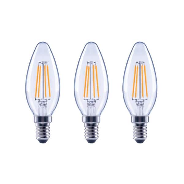 EcoSmart 60-Watt Equivalent B11 Dimmable ENERGY STAR Clear Glass Candelabra Vintage Edison LED Light Bulb in Daylight (3-Pack)